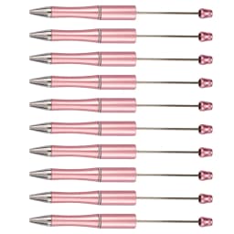 10Pcs Pink Beaded Students Plastic Beadable Writing Supplies Bead Pen Ballpoint Pens