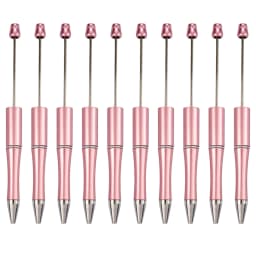10Pcs Pink Beaded Students Plastic Beadable Writing Supplies Bead Pen Ballpoint Pens