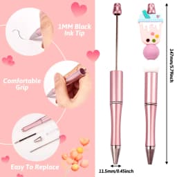 10Pcs Pink Beaded Students Plastic Beadable Writing Supplies Bead Pen Ballpoint Pens