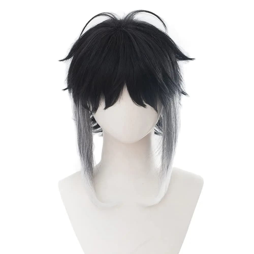 Anime Ryūnosuke Akutagawa Ryunosuke Akutagawa Wig Black and White Short Curly Party Hair Halloween Cosplay Props Accessory