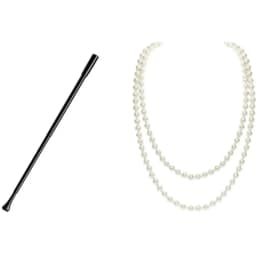 PESENAR 1920s Flapper Accessories Gatsby Costume Accessories Set 20s Flapper Headband Pearl Necklace Gloves Plastic Holder