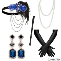 PESENAR 1920s Flapper Accessories Gatsby Costume Accessories Set 20s Flapper Headband Pearl Necklace Gloves Plastic Holder