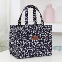 New Style Nylon Printing Thickened Large Capacity Handbag, Work Portable Zipper Semi-Closed Lunch Box Storage Bag, Bento Bag