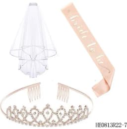 16 Pack Bachelorette Party Supplies Kit Champagne Bride to Be Set with Bridal Sash Veil Headband Tattoo for Bachelorette