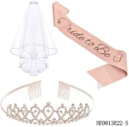 16 Pack Bachelorette Party Supplies Kit Champagne Bride to Be Set with Bridal Sash Veil Headband Tattoo for Bachelorette