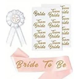 16 Pack Bachelorette Party Supplies Kit Champagne Bride to Be Set with Bridal Sash Veil Headband Tattoo for Bachelorette