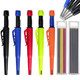 Solid Carpenter Pencil Set 2.8mm Deep Hole Mechanical Pencil Marker with Built in Sharpener for Carpenter Woodworking Architect