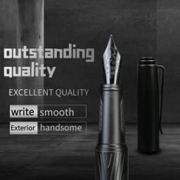 Titanium Nib Black Samurai Fountain Pen Refillable 0.5mm Nib Smooth Ink Pens Tree Texture Metal Fountain Pen Writing Supplies