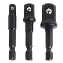 3Pcs Impact Socket Adapter 1/4 3/8 1/2 Inch Nut Driver Sockets Hex Shank Extension For Screwdriver Handle Tool