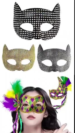 Shiny Cat Ear Masks Cosplay Halloween Party Costume Accessories Long Gloves Sexy Bling Kitten Half Masks