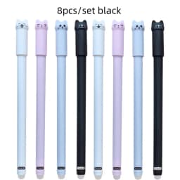 4/8/12pcs Creative Cat Erasable Gel Pens Set 0.5mm Washable Handle Magical Blue/Black Ink Erasable Refills Rod Writing Stationer