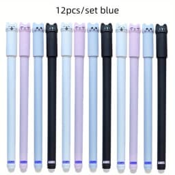 4/8/12pcs Creative Cat Erasable Gel Pens Set 0.5mm Washable Handle Magical Blue/Black Ink Erasable Refills Rod Writing Stationer