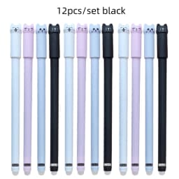 4/8/12pcs Creative Cat Erasable Gel Pens Set 0.5mm Washable Handle Magical Blue/Black Ink Erasable Refills Rod Writing Stationer