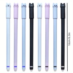 4/8/12pcs Creative Cat Erasable Gel Pens Set 0.5mm Washable Handle Magical Blue/Black Ink Erasable Refills Rod Writing Stationer