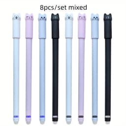 4/8/12pcs Creative Cat Erasable Gel Pens Set 0.5mm Washable Handle Magical Blue/Black Ink Erasable Refills Rod Writing Stationer