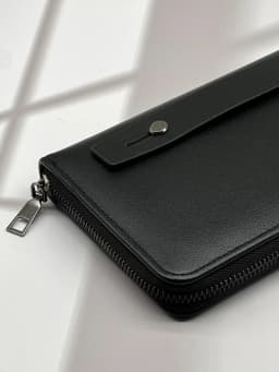 Fashion Simple Black Long Wallet Commuting Out Multi Card Position Large Capacity Portable Cell Phone Wallet