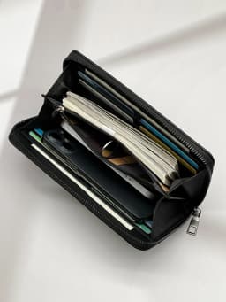 Fashion Simple Black Long Wallet Commuting Out Multi Card Position Large Capacity Portable Cell Phone Wallet
