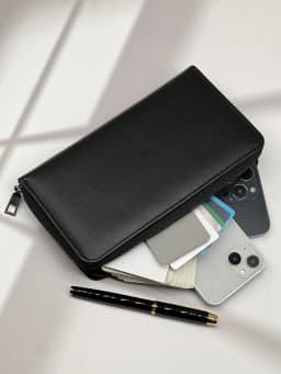 Fashion Simple Black Long Wallet Commuting Out Multi Card Position Large Capacity Portable Cell Phone Wallet