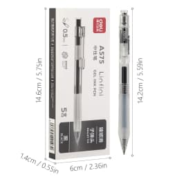 Deli-5Pcs Retractable Gel Pen,Black Ink Ballpoint for Writing,Office and School Supplies,Stationery,0.5mm