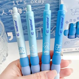 4PCS/Set Soft Touch Grip Gel Pen ST Tip Ballpoint Pen 0.5mm Black Ink Neutral Pen Creative Student Gift Sign Pen Stationery