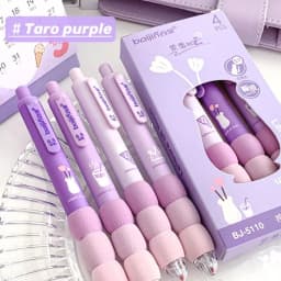 4PCS/Set Soft Touch Grip Gel Pen ST Tip Ballpoint Pen 0.5mm Black Ink Neutral Pen Creative Student Gift Sign Pen Stationery