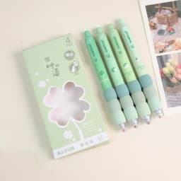 4PCS/Set Soft Touch Grip Gel Pen ST Tip Ballpoint Pen 0.5mm Black Ink Neutral Pen Creative Student Gift Sign Pen Stationery