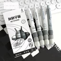 4PCS/Set Soft Touch Grip Gel Pen ST Tip Ballpoint Pen 0.5mm Black Ink Neutral Pen Creative Student Gift Sign Pen Stationery
