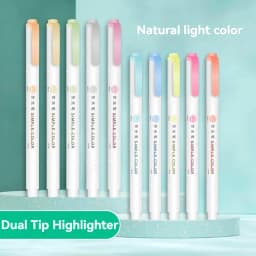 5pcs Pastel Highlighters Colors Dual Tip Fluorescent Hook Pen Colored Mark Pen Cute Markers for Journaling Japanese Stationery