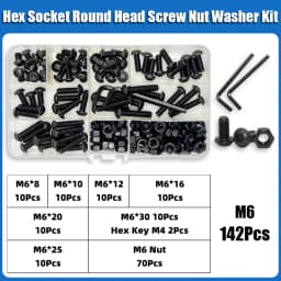 2510p Hex Hexagon Socket Button Head Screw Kit M2 M2.5 M3 M4 M5 M6 Black 10.9 Grade Allen Screws Bolts with Nuts Washer ISO7380