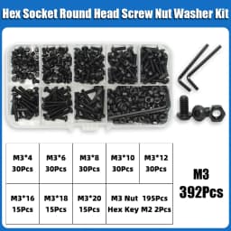 2510p Hex Hexagon Socket Button Head Screw Kit M2 M2.5 M3 M4 M5 M6 Black 10.9 Grade Allen Screws Bolts with Nuts Washer ISO7380