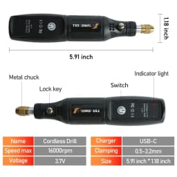 Cordless Mini Rotary Tool Electric Drill USB Rechargeable Engraving Pen For Dremel Handheld Polishing Drilling Carving DIY Craft