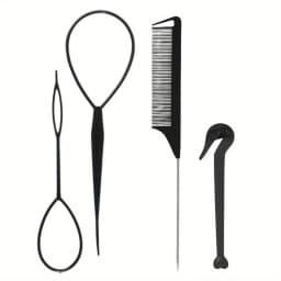 4/5pcs/Set Hair Loop Tool Set 2pcs French Braid Tool Loop 1pc Rat Tail Comb 1pc Elastic Hair Rubber Bands Remover Cutter