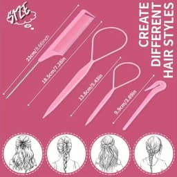 4/5pcs/Set Hair Loop Tool Set 2pcs French Braid Tool Loop 1pc Rat Tail Comb 1pc Elastic Hair Rubber Bands Remover Cutter