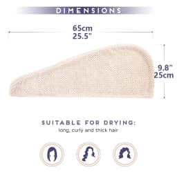 Solid Color Hair Towel Textured Dry Hair Cap 9.8' X 25.5' Absorbent Hair Towel Wrap for Button-Down Women