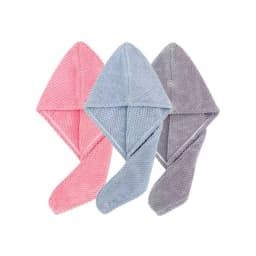 Solid Color Hair Towel Textured Dry Hair Cap 9.8' X 25.5' Absorbent Hair Towel Wrap for Button-Down Women