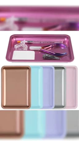 1PC Square Stainless Steel Cosmetic Storage Tray Nail Art Manicure Plate Tweezers Clippers Pens Container False Nails Dish Tools