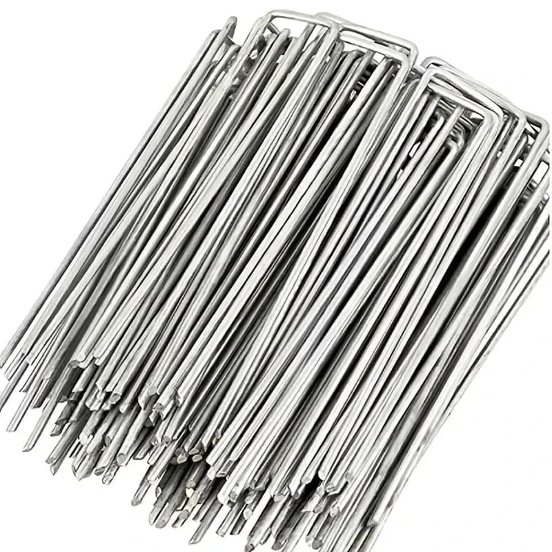 50-100pcs Galvanized Landscape Staples, Outdoor Decorative Stakes, Anti Weed Barrier Fabric Anti Rust Staples, U-Shaped Tent