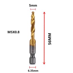 Hex Shank Titanium Plated HSS Screw Thread Metric Tap Drill Bits Screw Machine Compound Tap M3 M4 M5 M6 M8 M10 Hand Tools