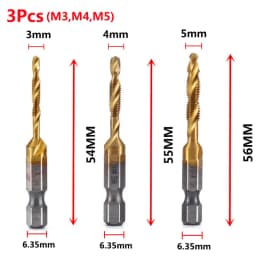 Hex Shank Titanium Plated HSS Screw Thread Metric Tap Drill Bits Screw Machine Compound Tap M3 M4 M5 M6 M8 M10 Hand Tools