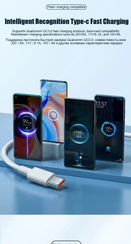 For Xiaomi 67W USB Super Fast Charger Power Adapter Mi 12 11 6A Type C Cable POCO X5 X4 Pro Note 9 10 11 Charging