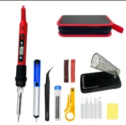 80W Soldering iron kit adjustable temperature LCD solder welding tools Ceramic heater soldering tips Tweezers soldering wire