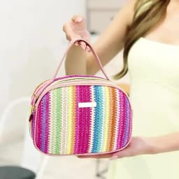 Rattan Knitting Women Straw Bag Beach Summer Chain Small Purse and Handbag Female Shoulder Crossbody Bags Travel Design Flap Bag