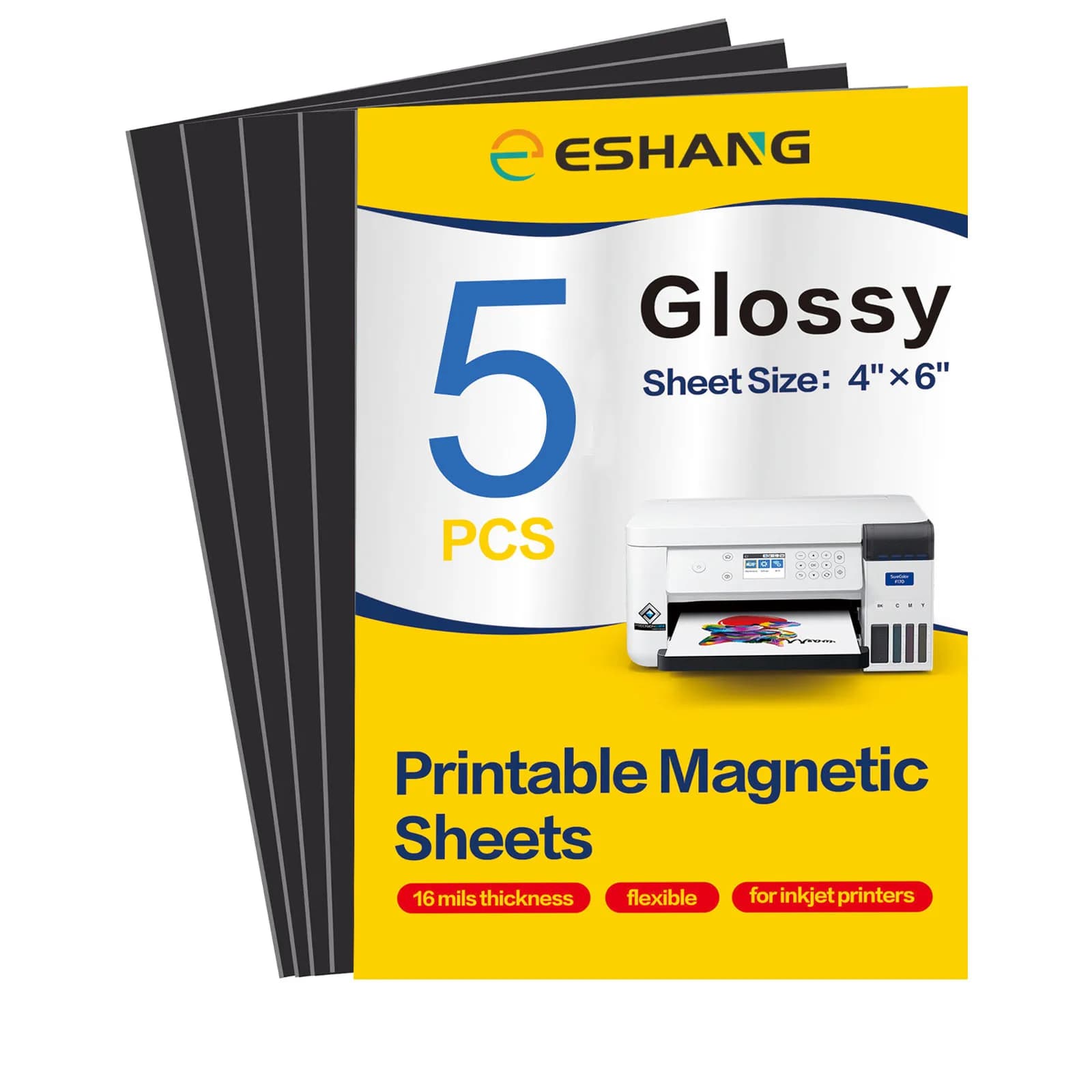 5 Sheets Printable Magnetic Sheets Make Refrigerator Photo Magnet Glossy Print Paper 13.5mil Thickness for Inkjet Printers 4 X 6