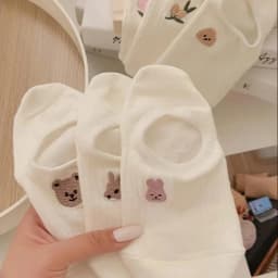 10 Pairs Women Boat Socks Set Fashionable Versatile Ankle Socks Comfortable Breathable Soft Cute Cartoon Pattern White Socks