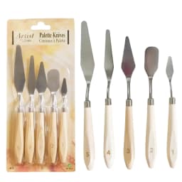 5-Piece Oil Painting Palette Knife Scraper Wooden Varnish Spatula Smoothing Knife