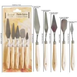 5-Piece Oil Painting Palette Knife Scraper Wooden Varnish Spatula Smoothing Knife