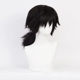 Tomioka Giyuu Cosplay Wig 40cm Long Black Man Hair Anime Wig Heat Resistant Synthetic Wigs
