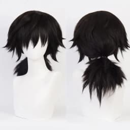 Tomioka Giyuu Cosplay Wig 40cm Long Black Man Hair Anime Wig Heat Resistant Synthetic Wigs