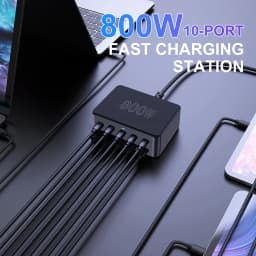 800W USB C GaN Charger 100W PD3.0 PPS QC3.0 Multiport Fast Charging Station for iPhone 15 16 Samsung Macbook Pro Laptops Tablets