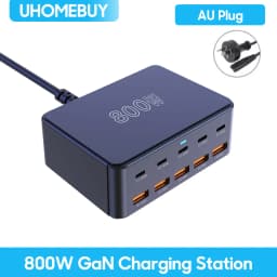 800W USB C GaN Charger 100W PD3.0 PPS QC3.0 Multiport Fast Charging Station for iPhone 15 16 Samsung Macbook Pro Laptops Tablets